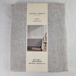 Laura Ashley Harper Tablecloth Light Brown Oblong 60x102 Seats 8-10 Textured NEW